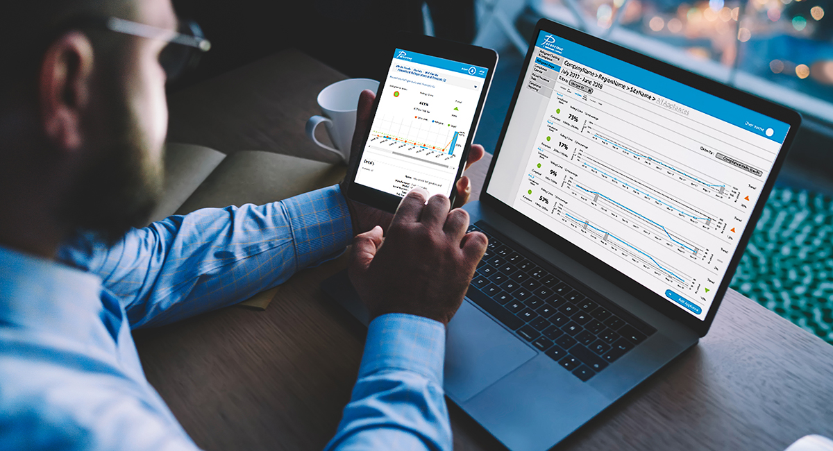 Software de acompanhamento e conformidade de refrigerante Parasense no telefone e laptop