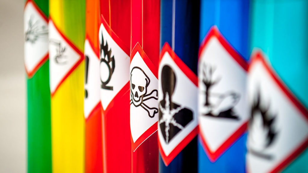 Different chemicals, colors and symbols